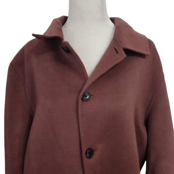 COS Large Pocket Button Up Utility Wool Jacket in Burgundy - Picture 4 of 13